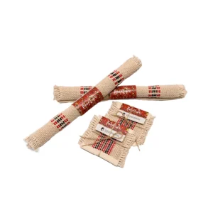 Woven trivets and coasters inspired by Vourgiali in Nikos Kazantzakis museum